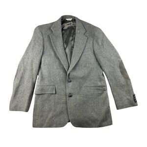 Vintage Christopher Hayes Sport Coat Men 40R Gray Herringbone 100% Wool USA Made